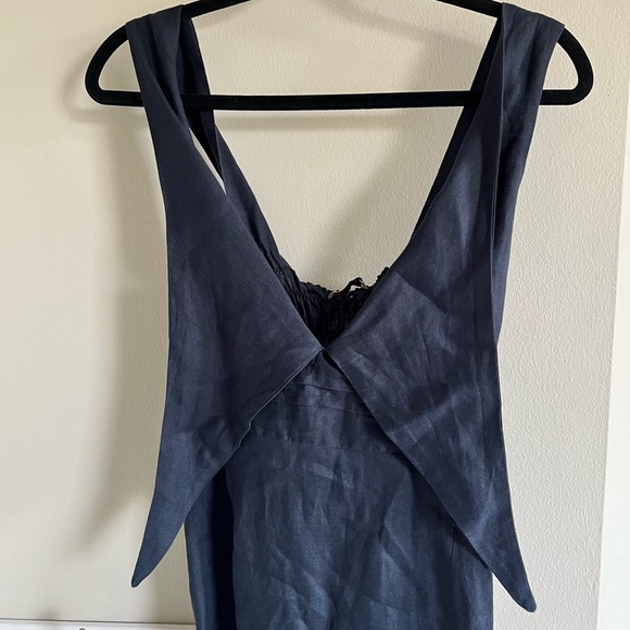 Vanity Moda Positano Sorrento Linen Midi Tank Dress Side Slit - Picture 4 of 9